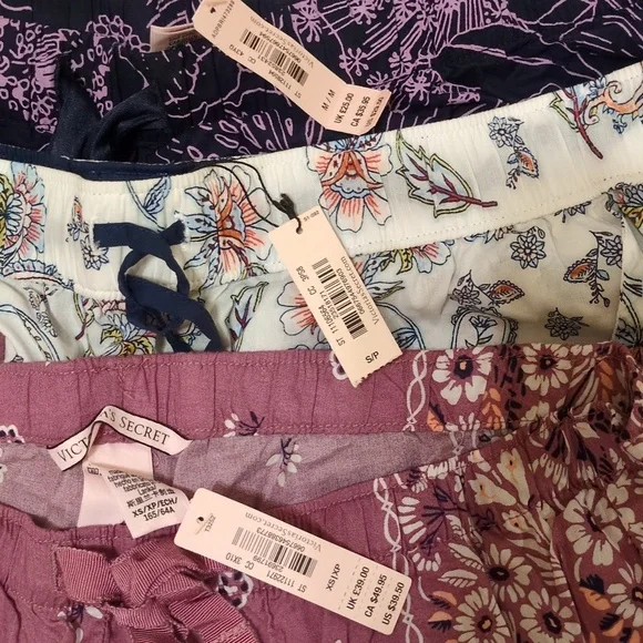 Victoria's Secret Floral Pajama Pants Set Of 3 - Picture 4 of 7